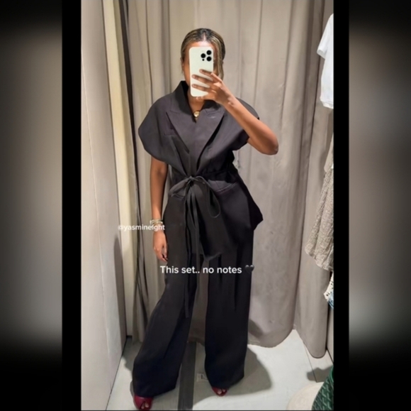 Zara Jackets & Blazers - Zara Set 2 Pc Linen Blend Waistcoat Wrap Vest and Pants Brown Size S/M